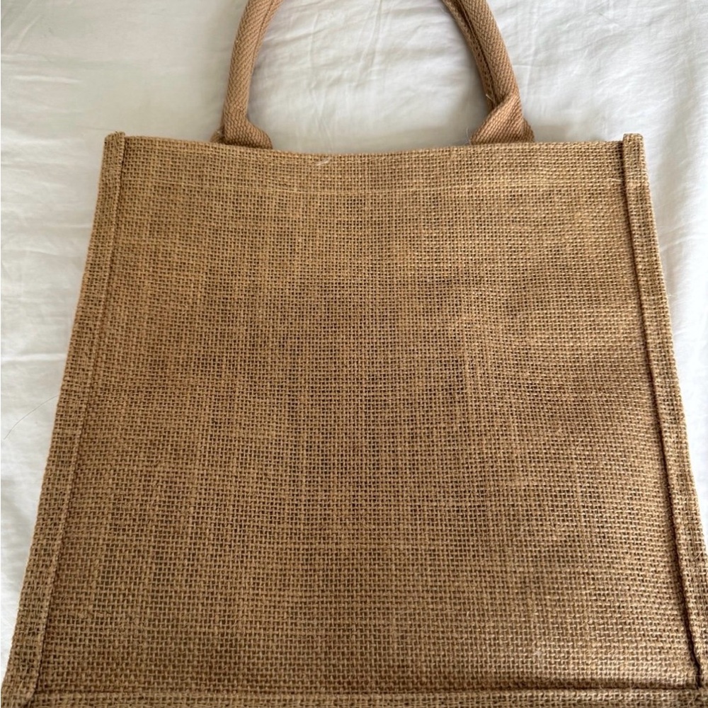 Neutral Raffia Tote Bag with Rope Handles - Picture 2 of 5